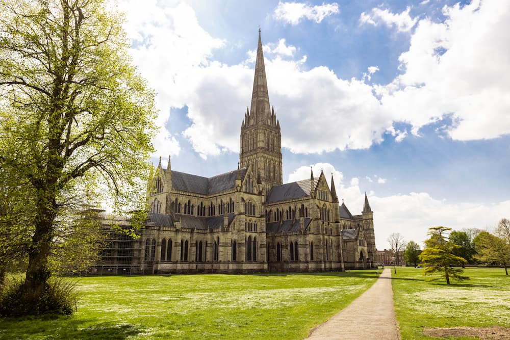 Salisbury Cathedral on a beautiful sunny day